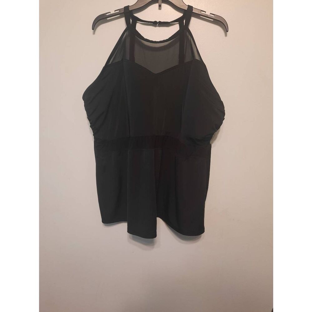 Cacique by Lane Bryant size 28 Black High Neck Tankini Top Swim